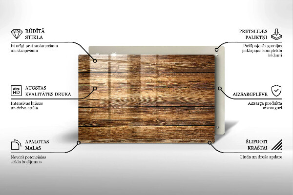 Plaque en verre pour lanterne funéraire Planches texturées en bois