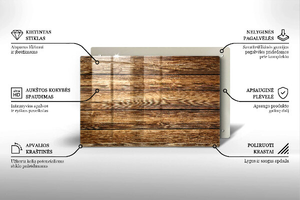 Plaque en verre pour lanterne funéraire Planches texturées en bois