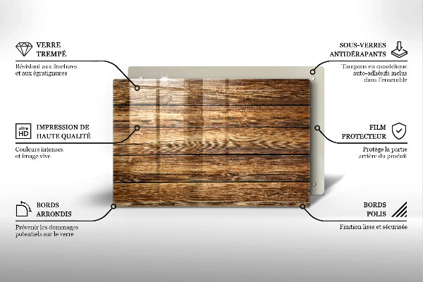 Plaque en verre pour lanterne funéraire Planches texturées en bois