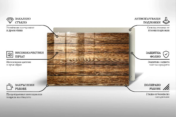 Plaque en verre pour lanterne funéraire Planches texturées en bois