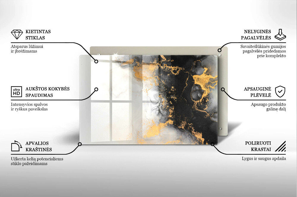 Dessous de verre pour bougies funéraires Abstraction avec de l'or