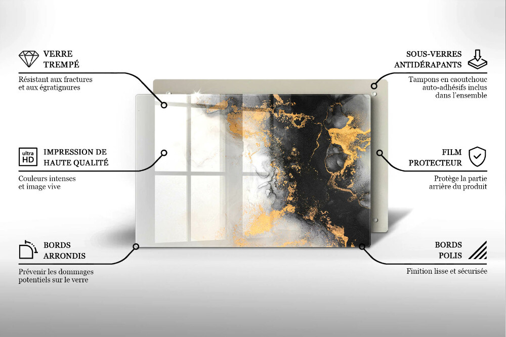 Dessous de verre pour bougies funéraires Abstraction avec de l'or