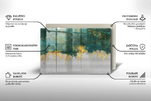 Plaque en verre pour lanterne funéraire Abstraction avec de l'or