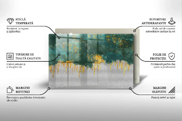 Plaque en verre pour lanterne funéraire Abstraction avec de l'or