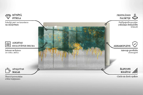 Plaque en verre pour lanterne funéraire Abstraction avec de l'or