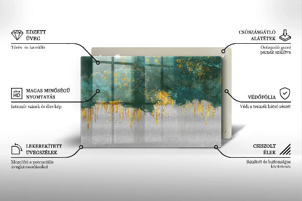 Plaque en verre pour lanterne funéraire Abstraction avec de l'or