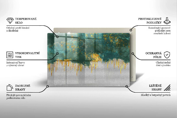 Plaque en verre pour lanterne funéraire Abstraction avec de l'or