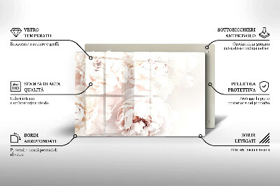 Plaque en verre pour lanterne funéraire Pivoines pastel