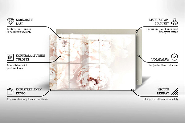 Plaque en verre pour lanterne funéraire Pivoines pastel