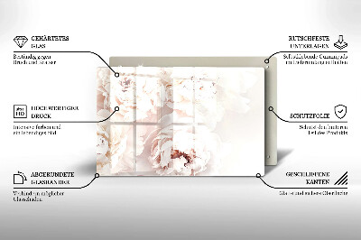 Plaque en verre pour lanterne funéraire Pivoines pastel
