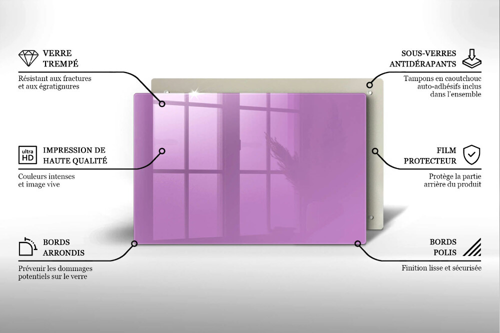 Plaque en verre pour lanterne funéraire Violet