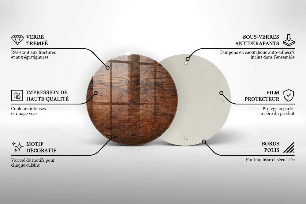 Dessous de bougie funéraire Planche de bois foncé