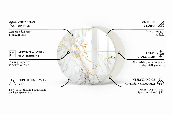 Plateau en verre Couleur blanc lisse