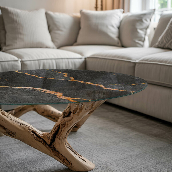 Plateau en verre Motif en marbre avec veines