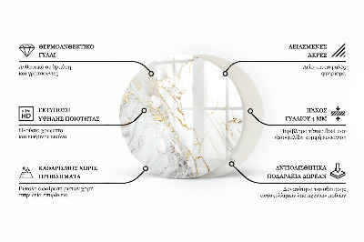 Plateau en verre Motif en marbre avec veines