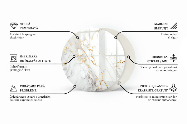 Plateau en verre Motif en marbre avec veines