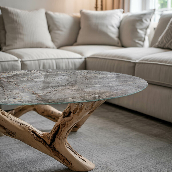 Plateau en verre Motif en marbre naturel