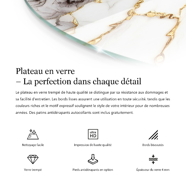 Plateau en verre La structure des planches de bois