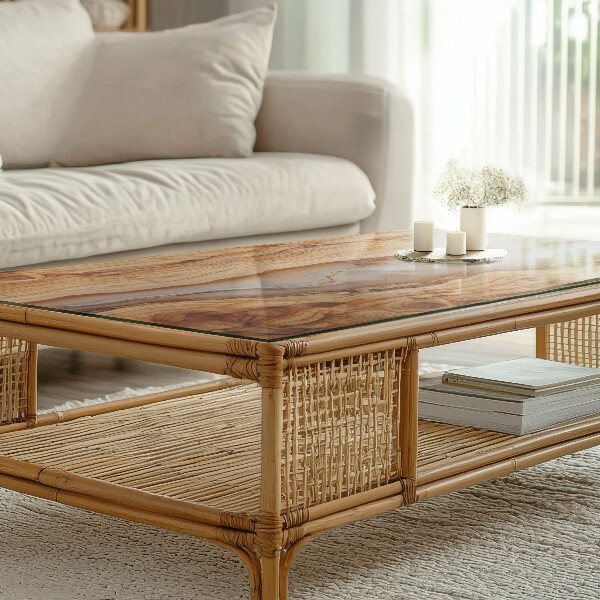 Plateau de table rectangulaire Le bois en harmonie avec la résine