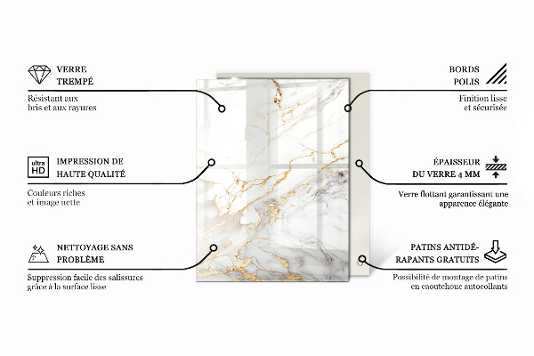 Plateau de table rectangulaire Les veines du marbre dans la conception