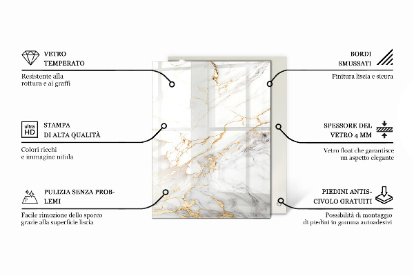 Plateau de table rectangulaire Les veines du marbre dans la conception
