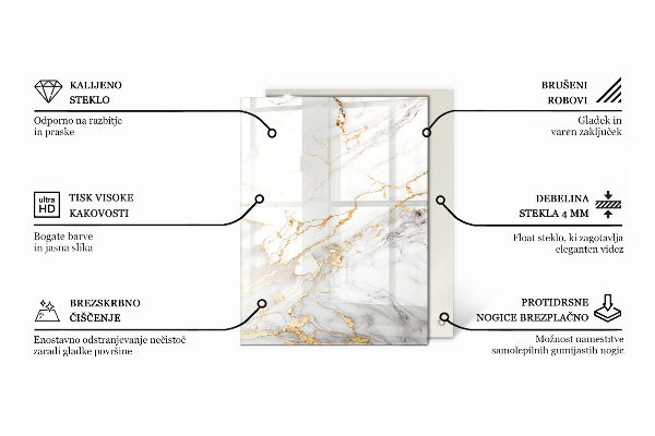 Plateau de table rectangulaire Les veines du marbre dans la conception