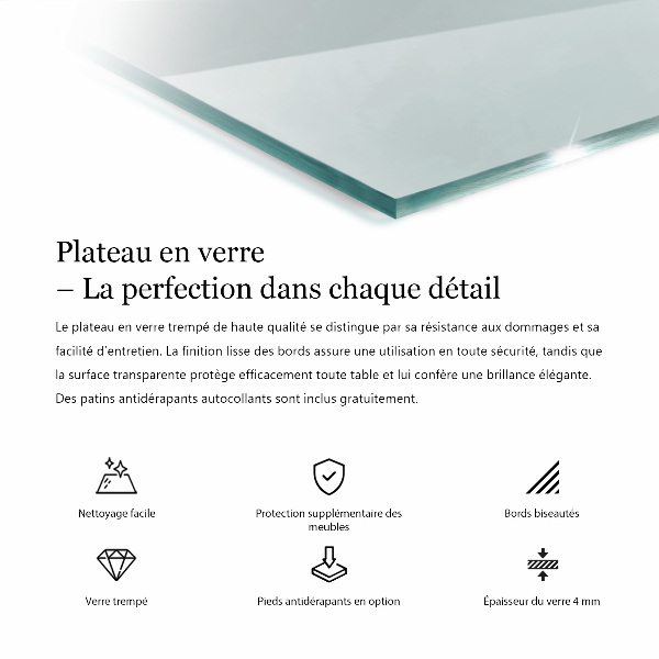 Plateau pour table rectangulaire transparent