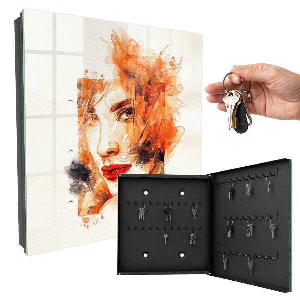 Armoire à clés murale Aquarelle de femme