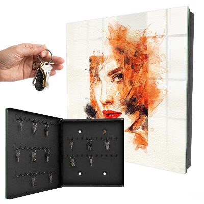 Armoire à clés murale Aquarelle de femme