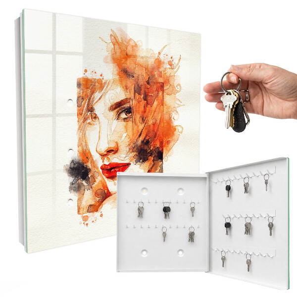 Armoire à clés murale Aquarelle de femme