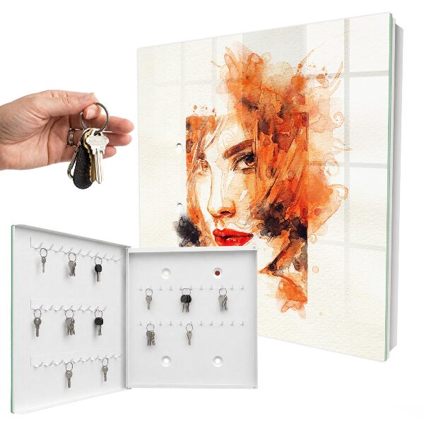 Armoire à clés murale Aquarelle de femme