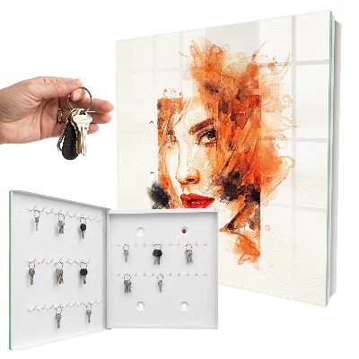 Armoire à clés murale Aquarelle de femme