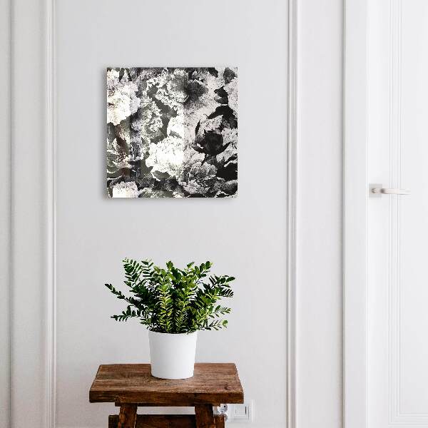 Armoire à clés murale Fleurs noires et blanches
