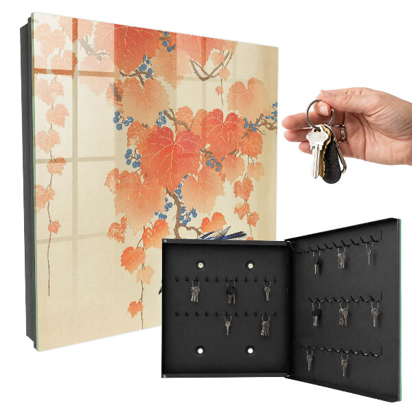 Armoire à clés murale Oiseau et feuilles