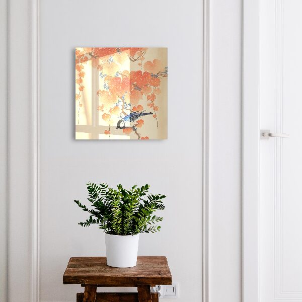 Armoire à clés murale Oiseau et feuilles