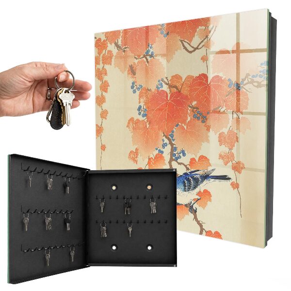 Armoire à clés murale Oiseau et feuilles
