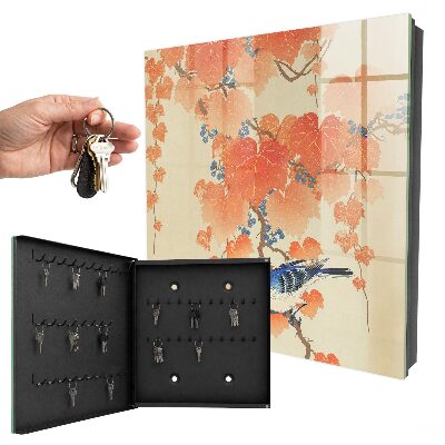 Armoire à clés murale Oiseau et feuilles