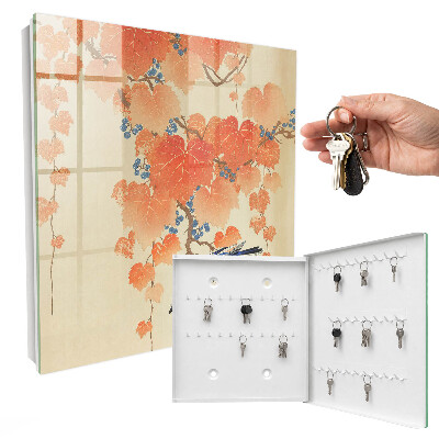 Armoire à clés murale Oiseau et feuilles