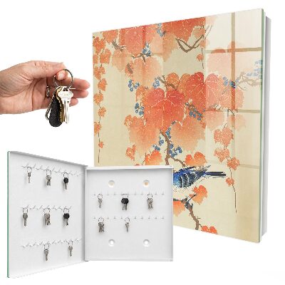 Armoire à clés murale Oiseau et feuilles