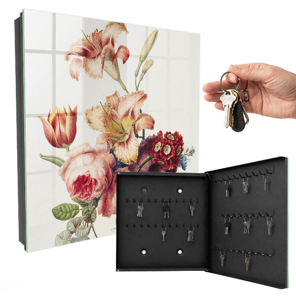 Armoire à clés murale Fleurs colorées