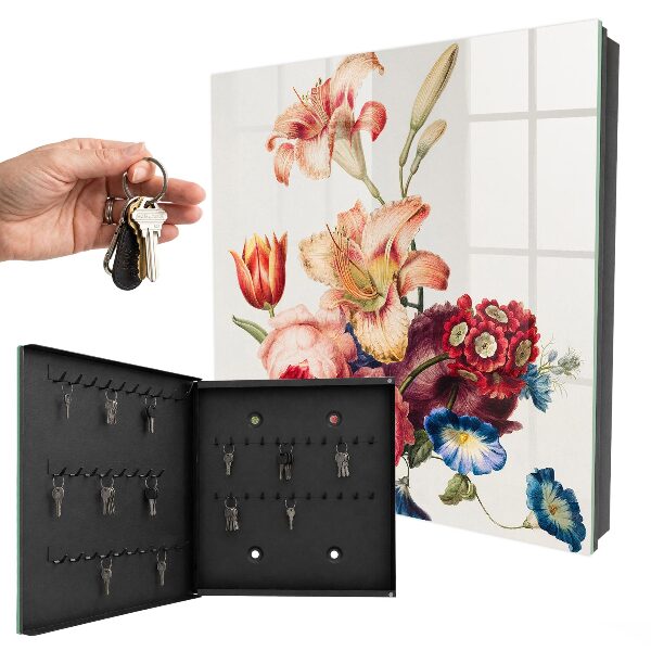 Armoire à clés murale Fleurs colorées