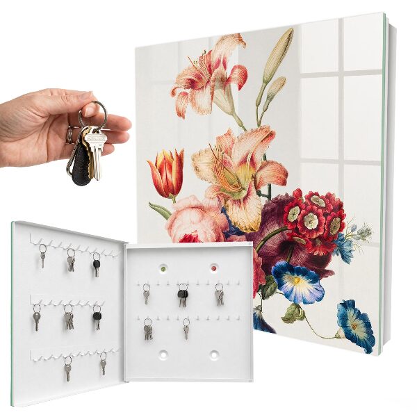 Armoire à clés murale Fleurs colorées