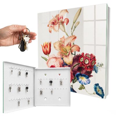 Armoire à clés murale Fleurs colorées