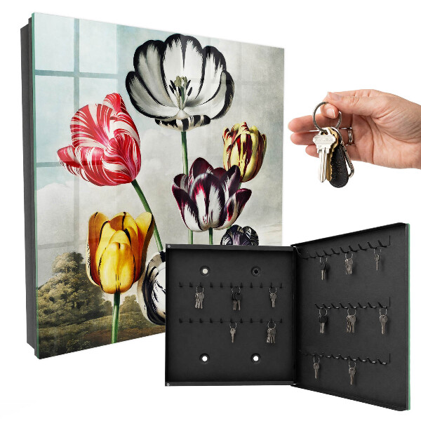 Armoire à clés murale Tulipes rétro