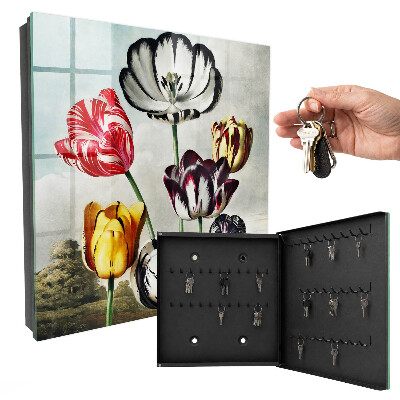 Armoire à clés murale Tulipes rétro