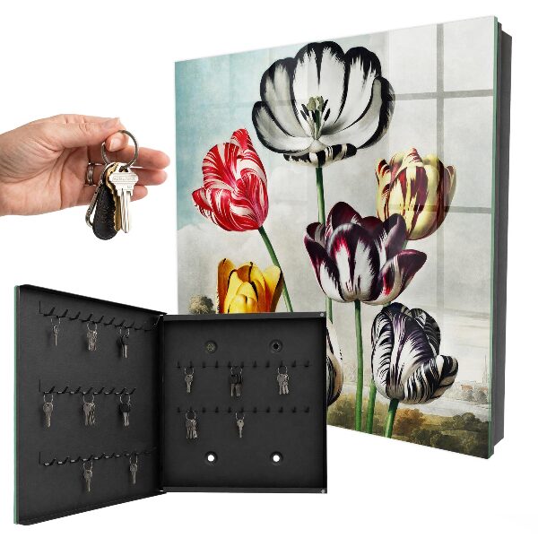 Armoire à clés murale Tulipes rétro