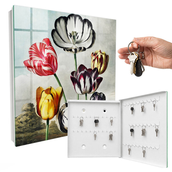 Armoire à clés murale Tulipes rétro