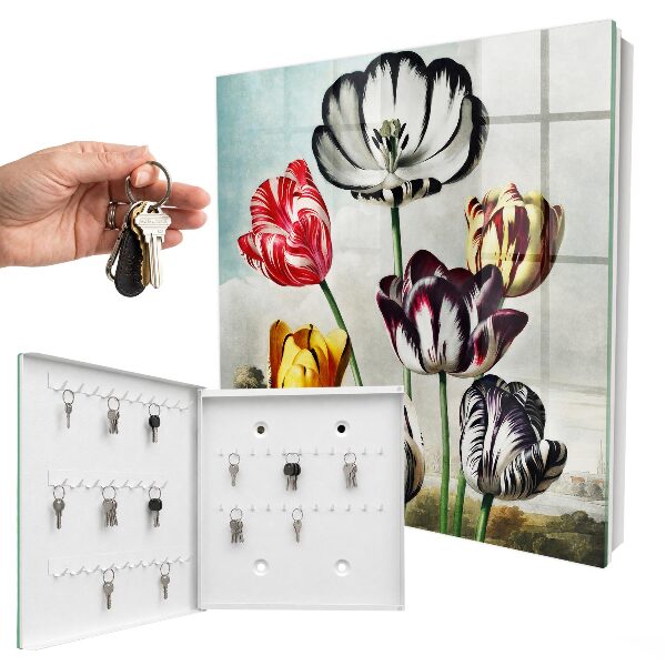 Armoire à clés murale Tulipes rétro
