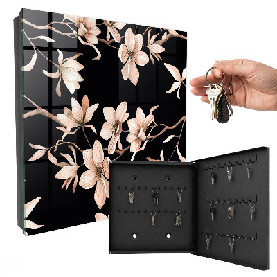 Armoire à clés murale Fleurs crème