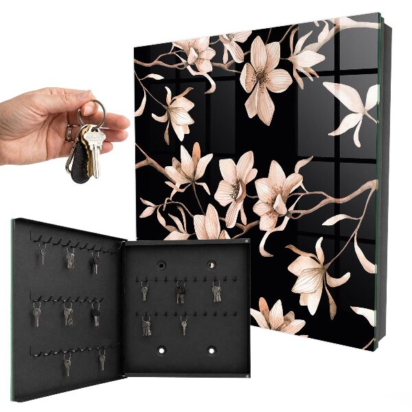 Armoire à clés murale Fleurs crème